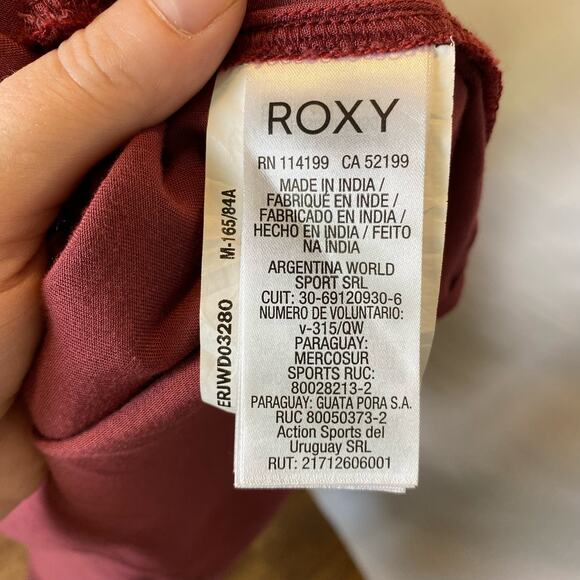 Roxy Burgundy Long Sleeve Snap Closure Shirt Dress Coverup Size Medium Womens - Picture 9 of 12